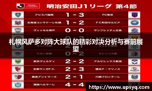 札幌风萨多对阵大球队的精彩对决分析与赛前展望